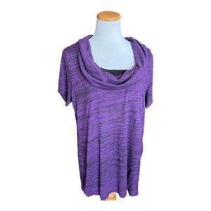 Womens Two Hearts Maternity Cowl Neck Heathered Layered Look Tunic Top - Sz 1X